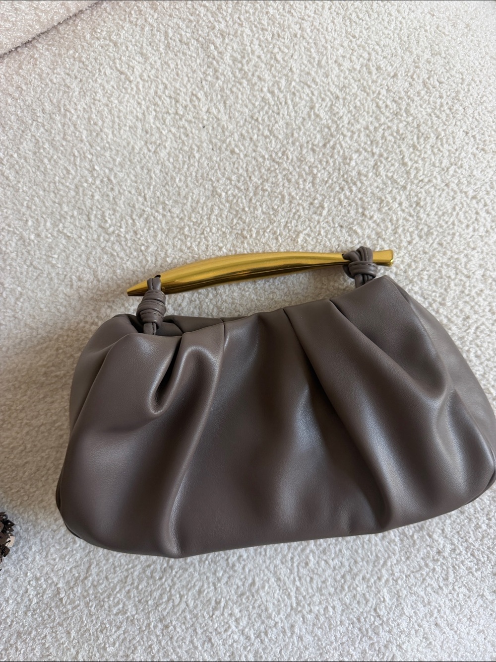 Anthropologie Taupe Mini Shoulder Bag with Gold Handle